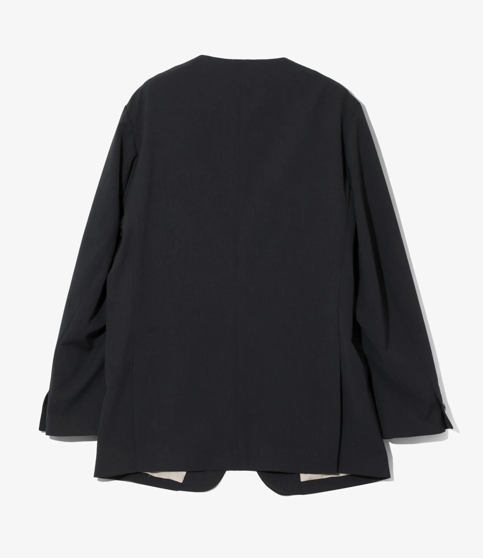 No Collar 2B Jacket - Navy - Poly Twill