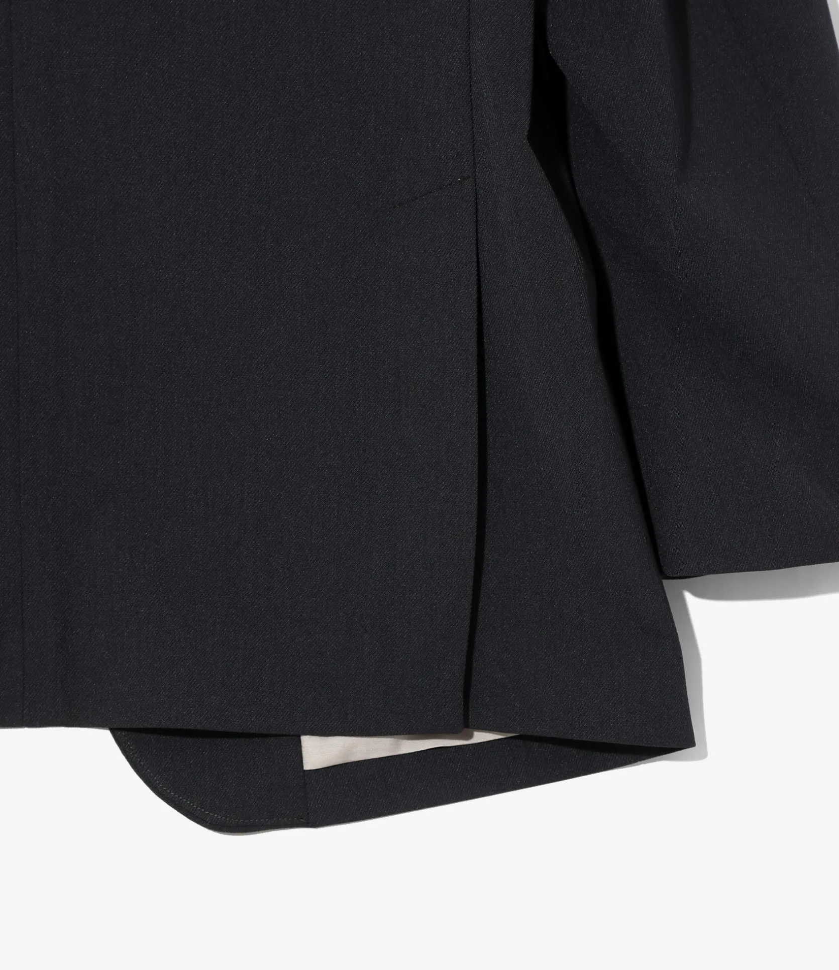 No Collar 2B Jacket - Navy - Poly Twill