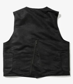 ODD Vest - Black Polyester Fake Suede