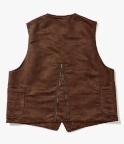 ODD Vest - Brown Polyester Fake Suede