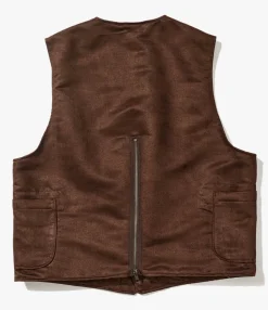 ODD Vest - Brown Polyester Fake Suede