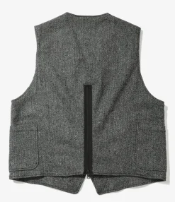 ODD Vest - Grey Poly Wool Herringbone