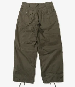 Over Pant - Olive Cotton Brushed Herringbone