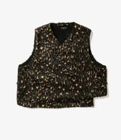 Over Vest - Dk. Brown Poly Wool Leopard Jacquard