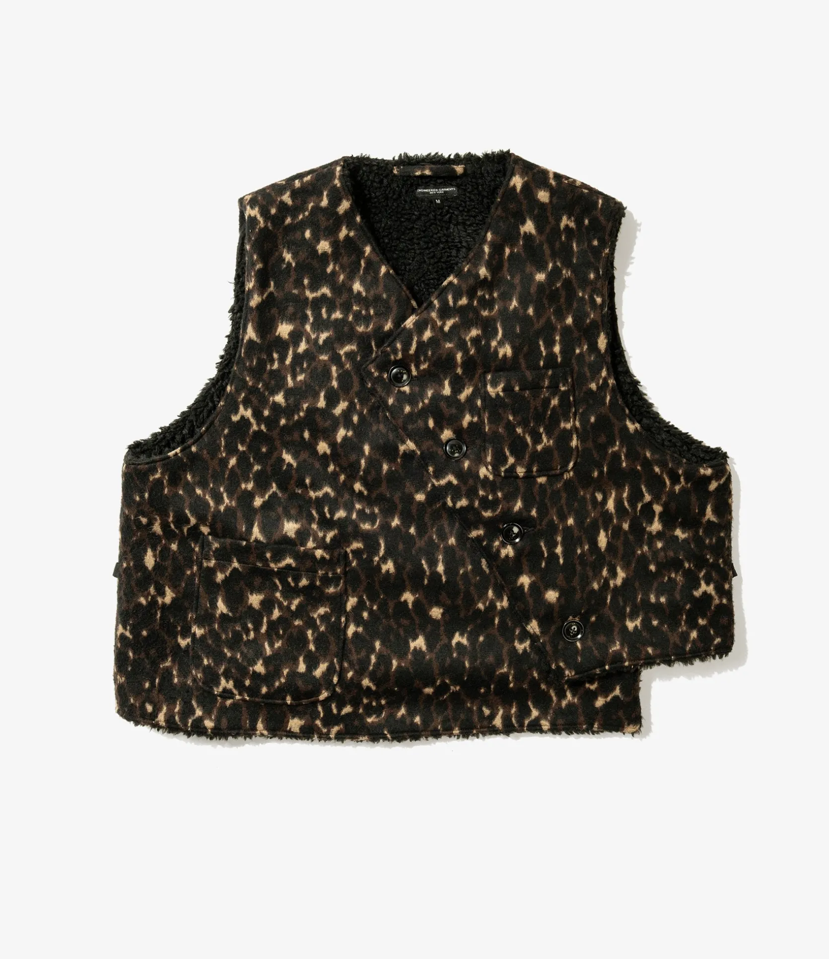 Over Vest - Dk. Brown Poly Wool Leopard Jacquard