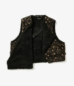Over Vest - Dk. Brown Poly Wool Leopard Jacquard