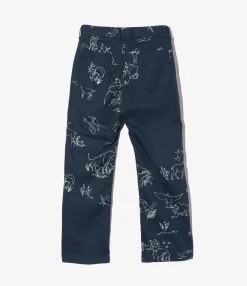 5P Pant - Navy Animal Print 6.5oz Flat Twill