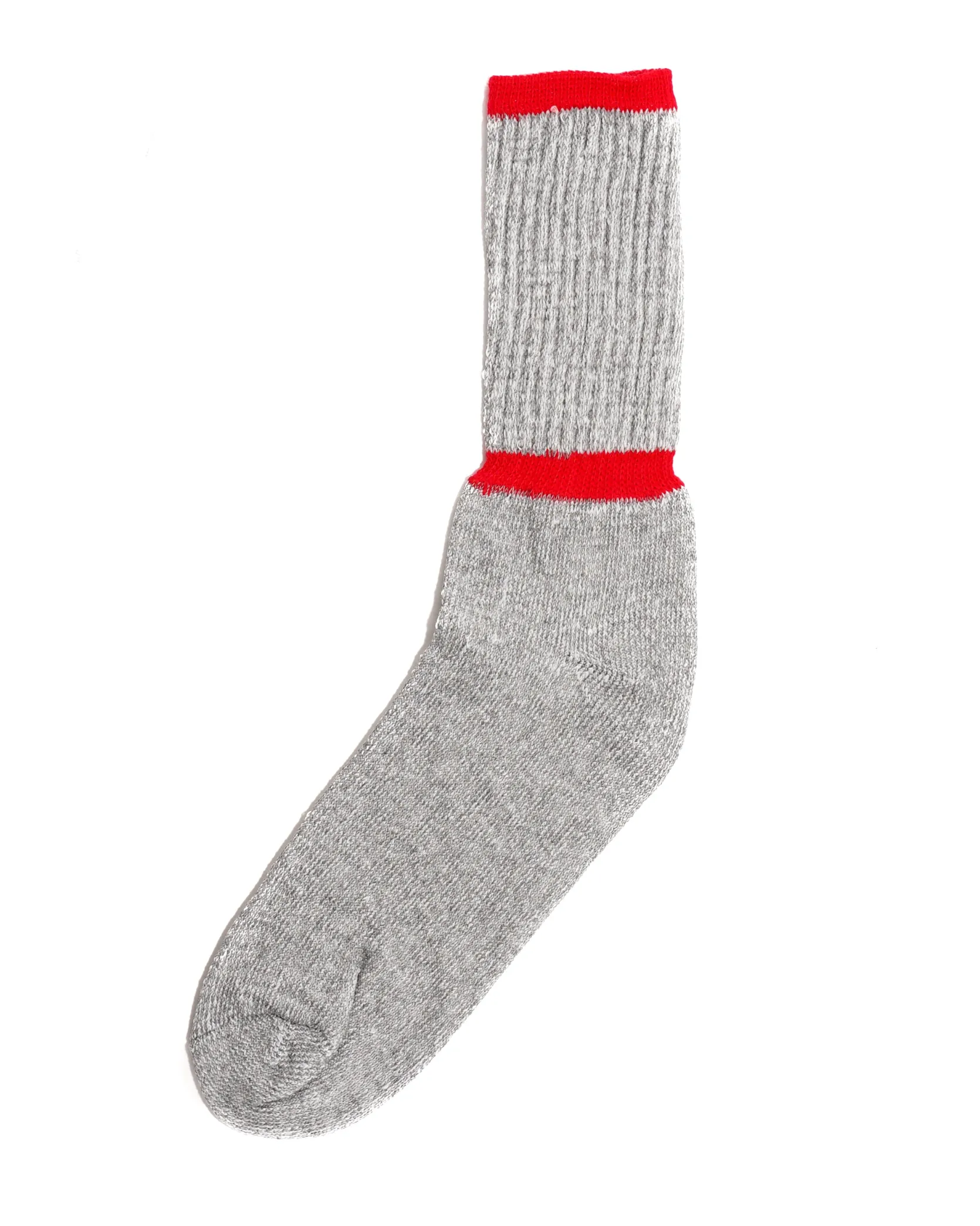 6 Pack Crew Boot Sock - Grey w/ Red Stripe