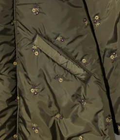 Padded Coat - Olive - Original Floral Pattern Embroidery