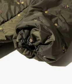 Padded Coat - Olive - Original Floral Pattern Embroidery