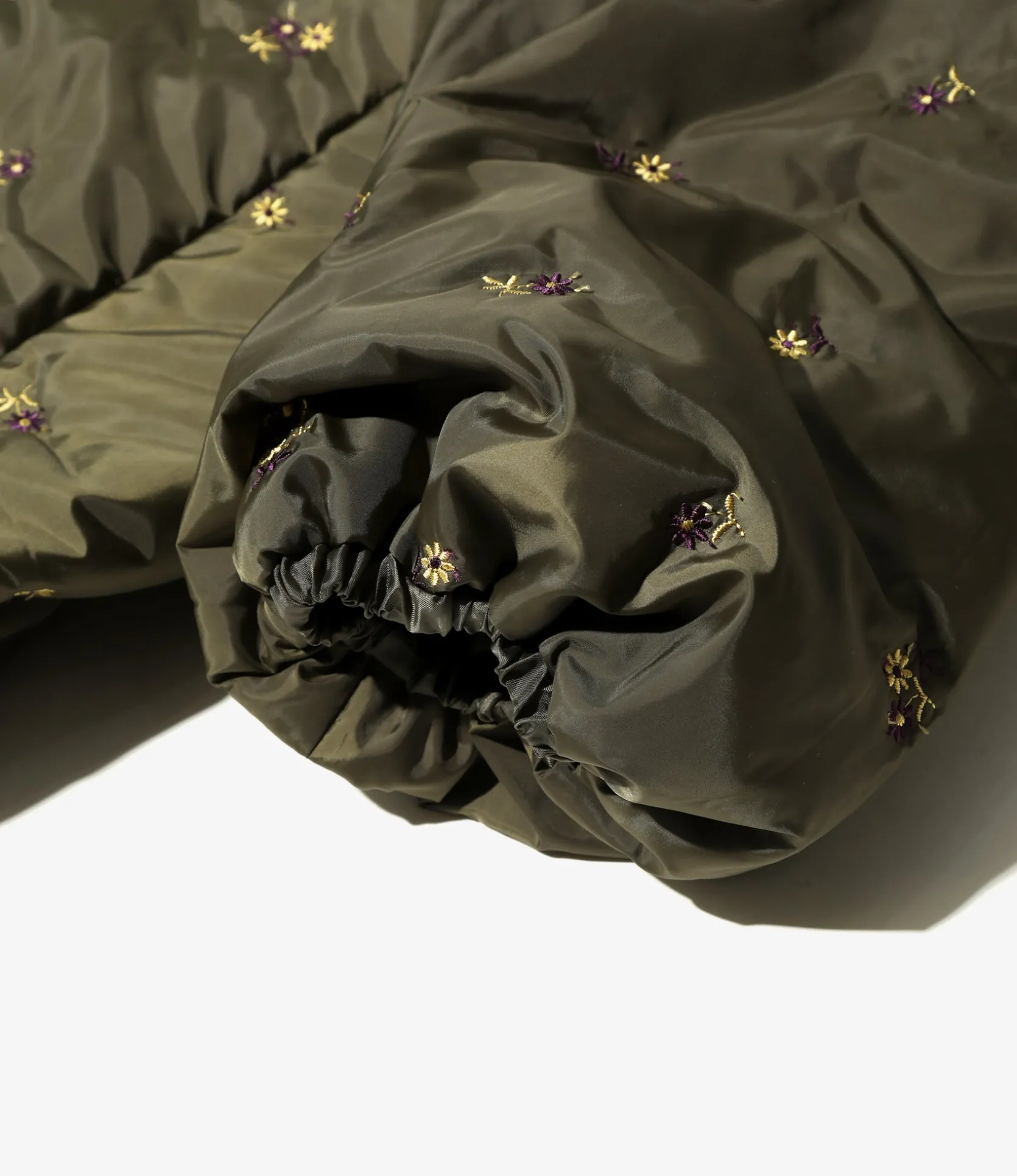 Padded Coat - Olive - Original Floral Pattern Embroidery