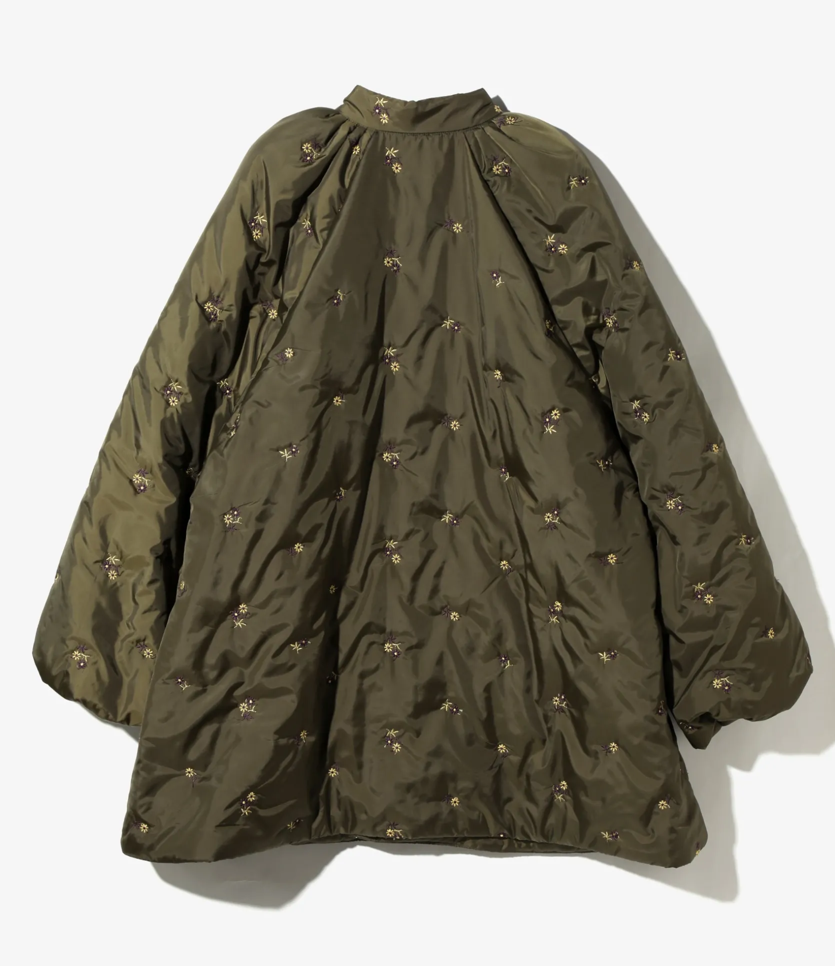 Padded Coat - Olive - Original Floral Pattern Embroidery