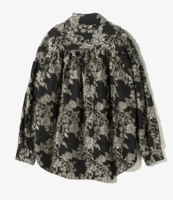 Painter Shirt - Black - C/CU/PE Flower Cut Jq.