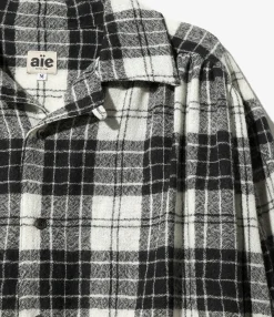 Painter Shirt - Grey -Wool Gauze Plaid