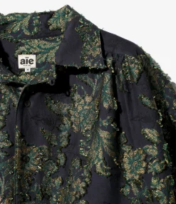 Painter Shirt - Navy - C/CU/PE Flower Cut Jq.