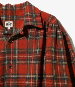 Painter Shirt - Red -Wool Gauze Plaid