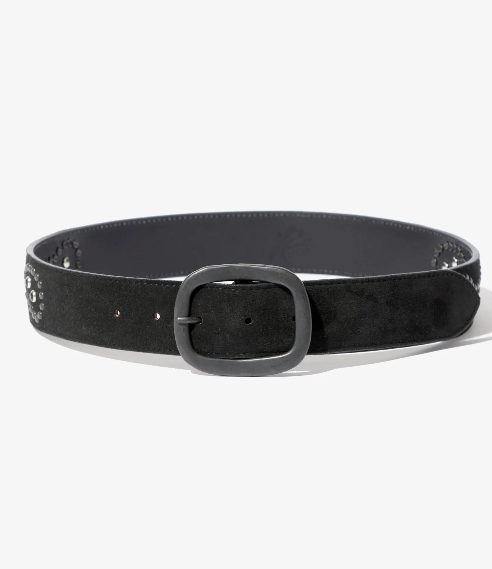 Paisley Studs Belt - Black - Suede Leather