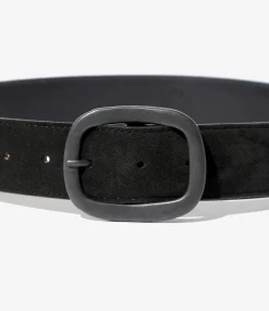 Paisley Studs Belt - Black - Suede Leather