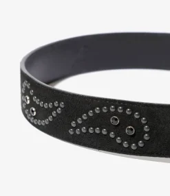 Paisley Studs Belt - Black - Suede Leather