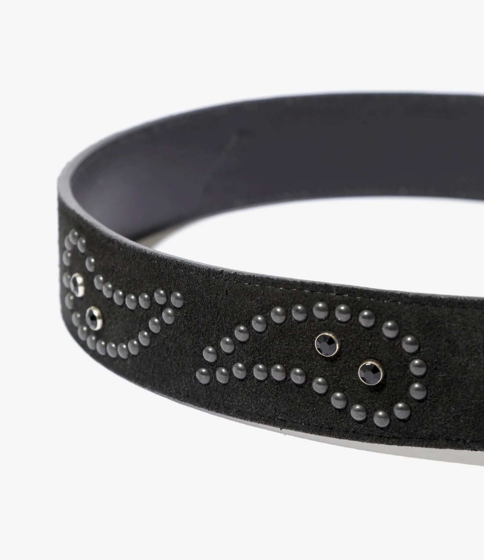 Paisley Studs Belt - Black - Suede Leather