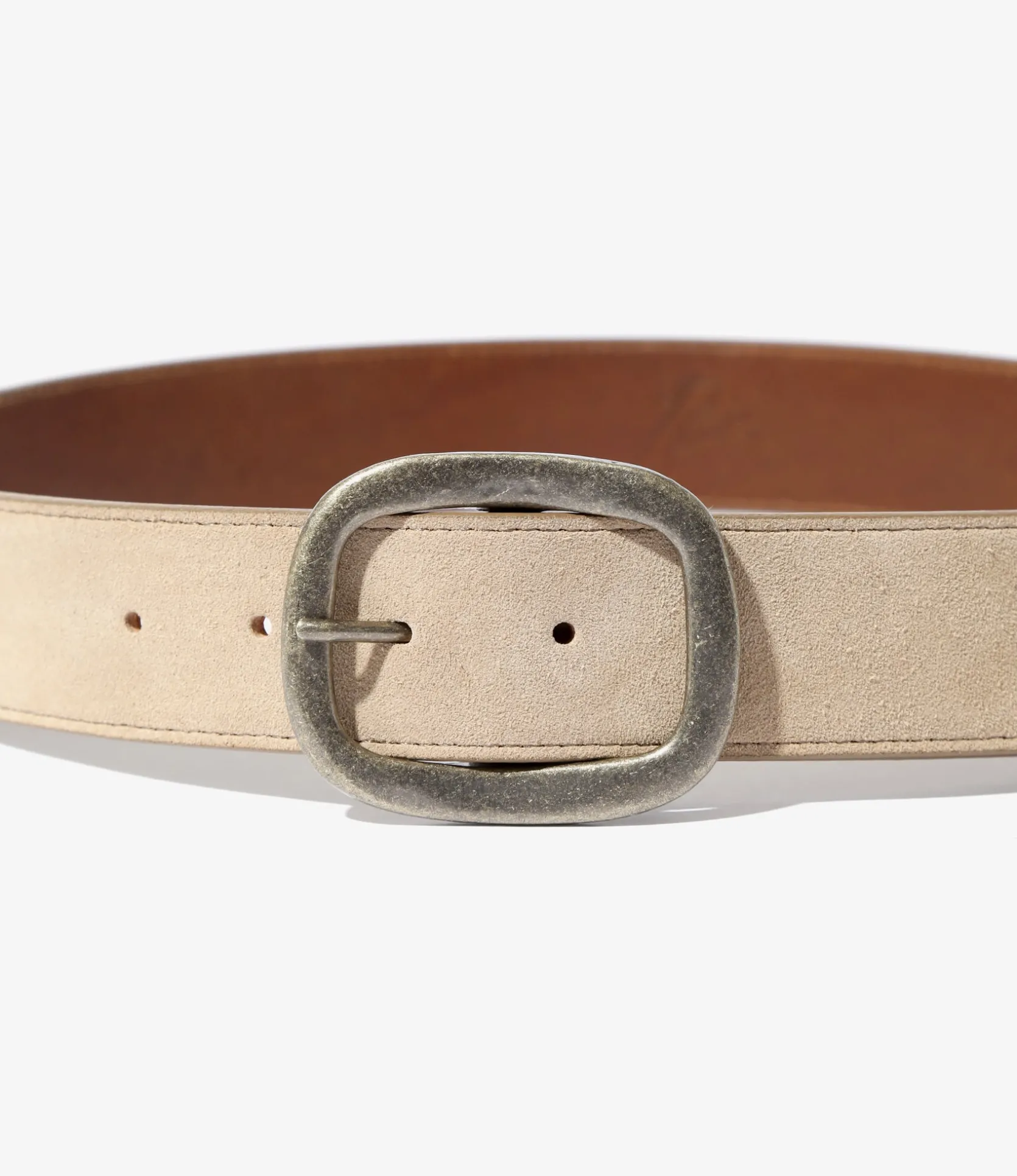Paisley Studs Belt - Taupe - Suede Leather