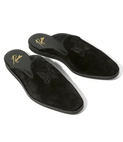 Papillon Emb. Slip-in - Black - Suede