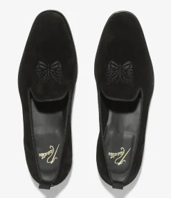 Papillon Emb. Slip-on - Black - Suede