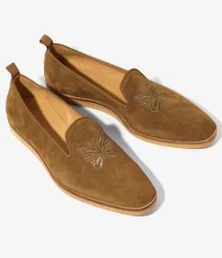 Papillon Emb. Slip-on - Brown - Suede