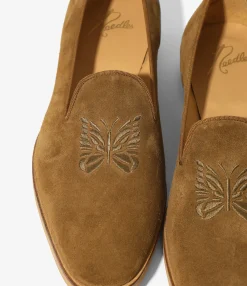 Papillon Emb. Slip-on - Brown - Suede
