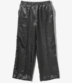 Pin Tuck Flare Pants - Black - Polka Dots Sateen