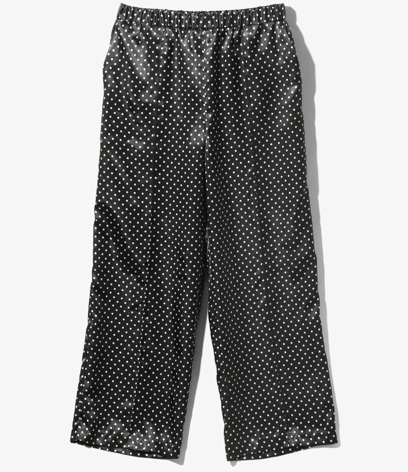 Pin Tuck Flare Pants - Black - Polka Dots Sateen