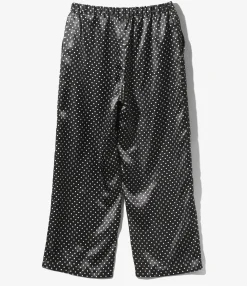 Pin Tuck Flare Pants - Black - Polka Dots Sateen