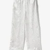 Pin Tuck Flare Pants - White - Polka Dots Sateen