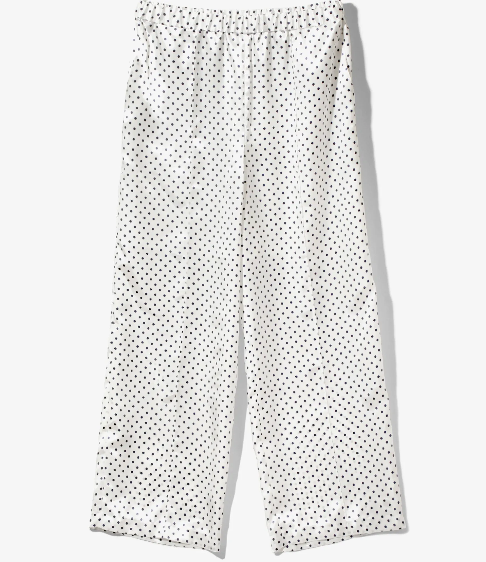 Pin Tuck Flare Pants - White - Polka Dots Sateen