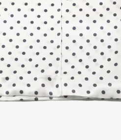 Pin Tuck Flare Pants - White - Polka Dots Sateen