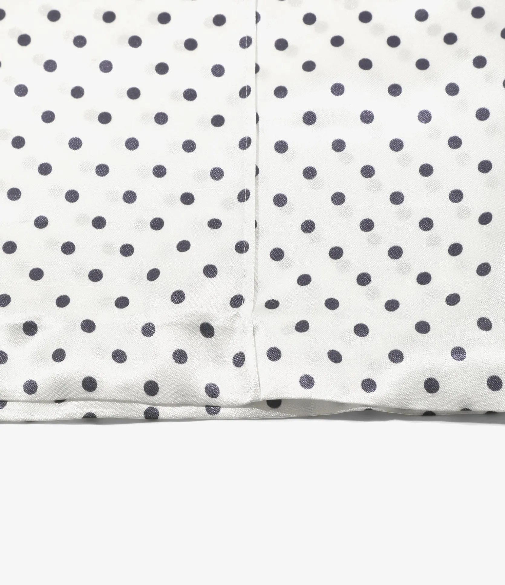 Pin Tuck Flare Pants - White - Polka Dots Sateen