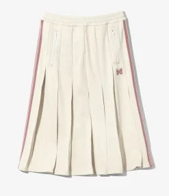 Pleated Track Skirt - Ivory - Poly Smooth