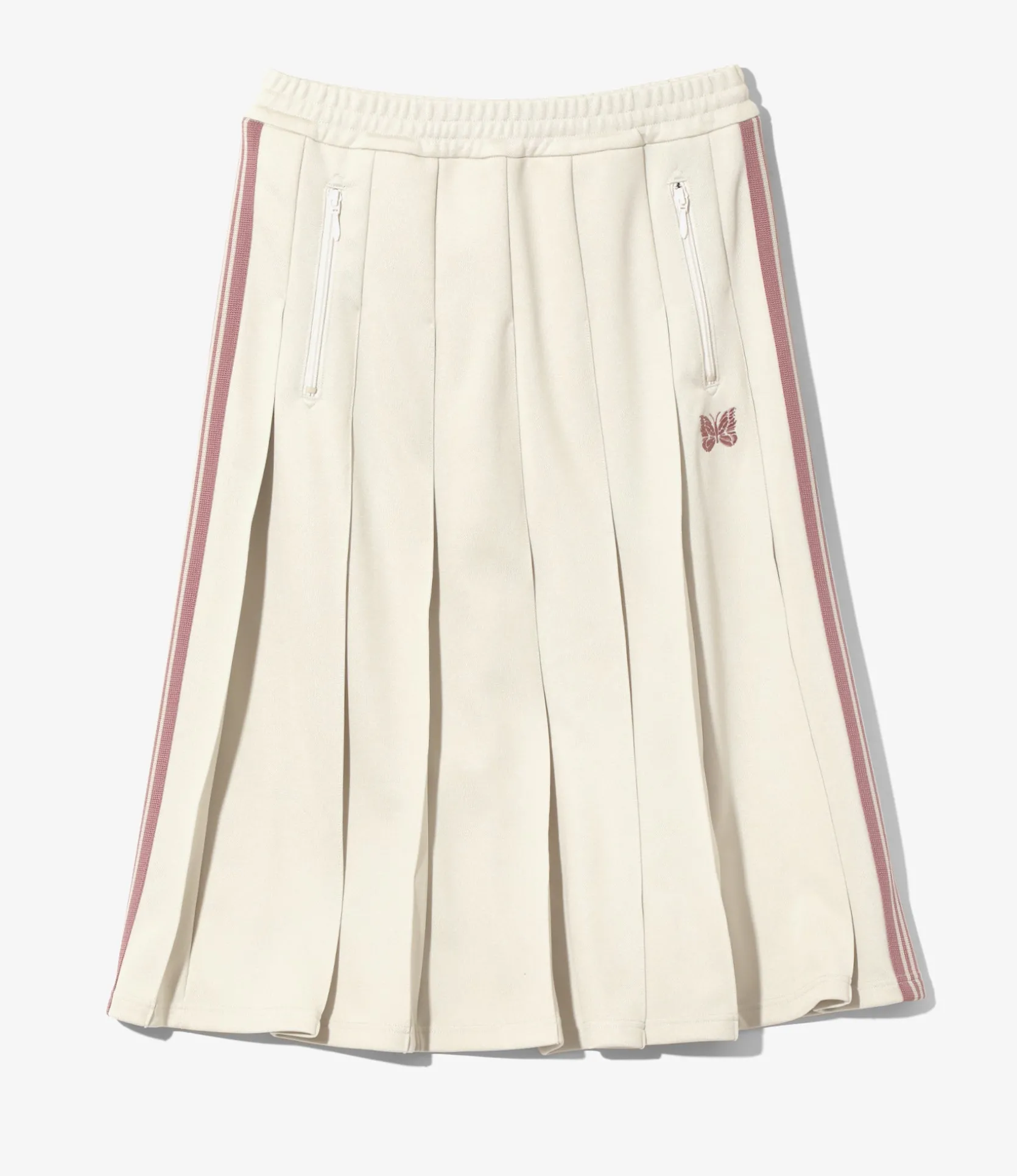 Pleated Track Skirt - Ivory - Poly Smooth