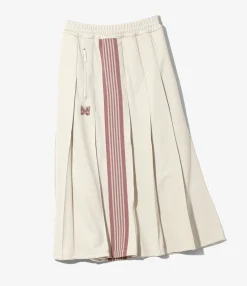 Pleated Track Skirt - Ivory - Poly Smooth