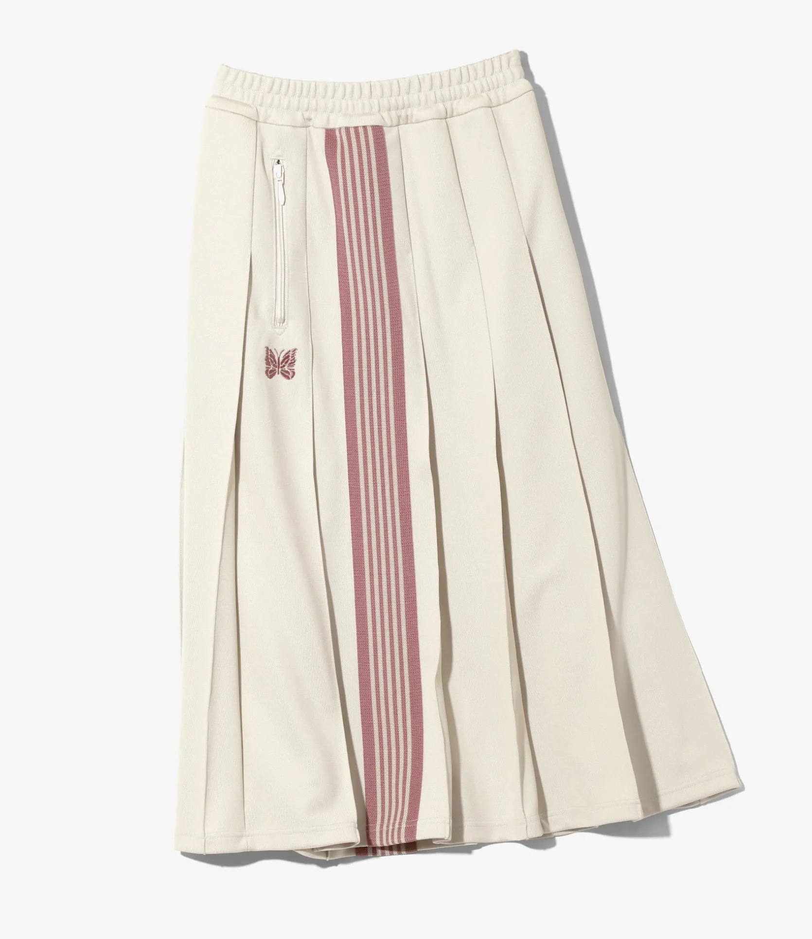 Pleated Track Skirt - Ivory - Poly Smooth