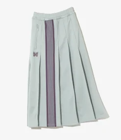 Pleated Track Skirt - Sax - Poly Smooth