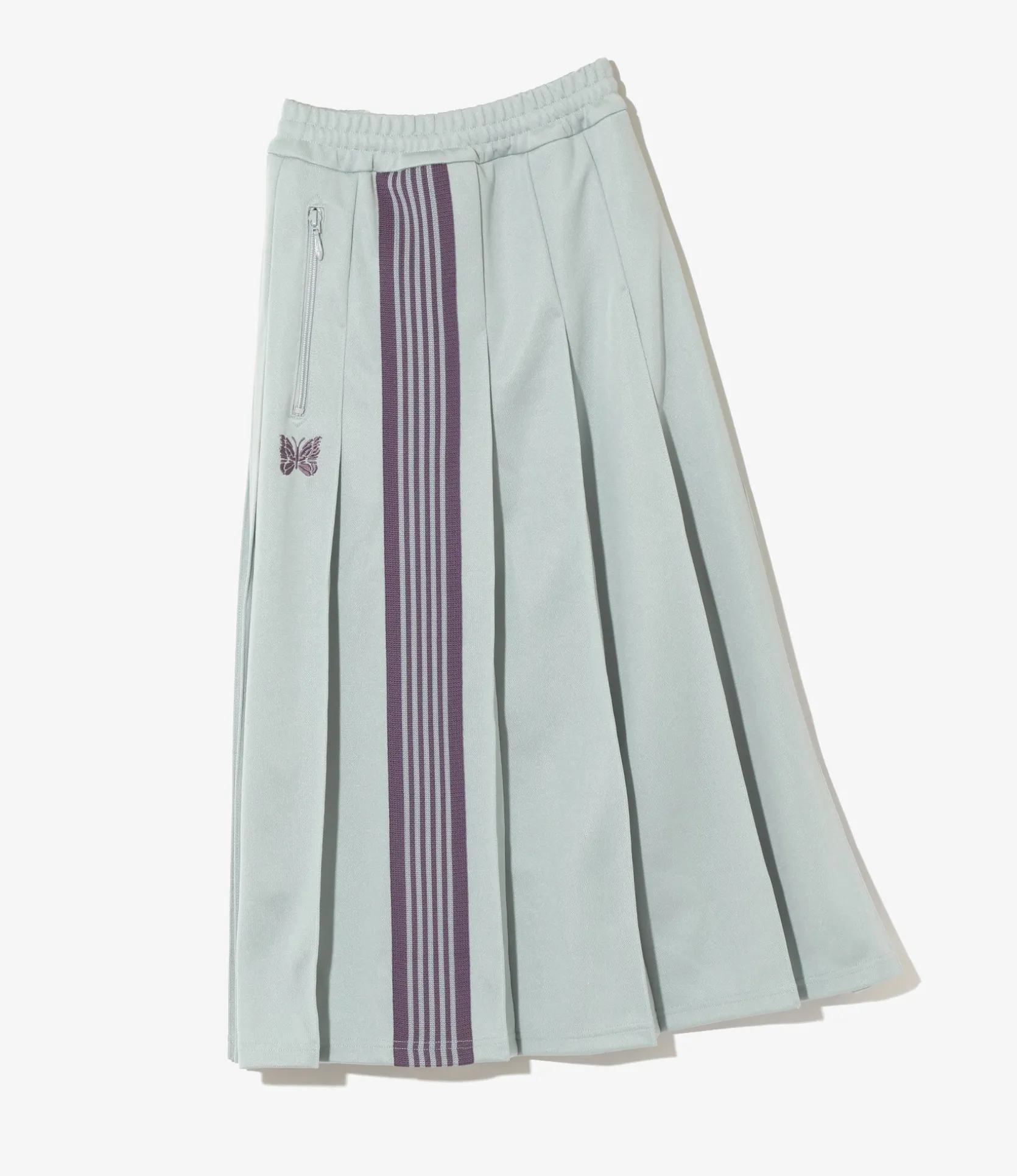 Pleated Track Skirt - Sax - Poly Smooth