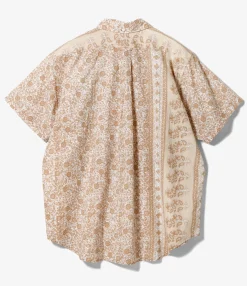 Popover BD Shirt - Khaki Cotton Floral Stripe