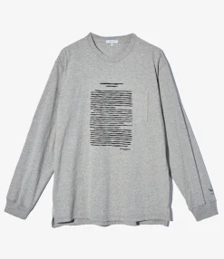 Printed Cross Crew Neck L/S T-Shirt - Grey Book Print