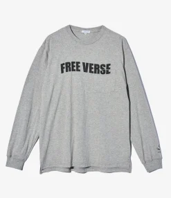 Printed Cross Crew Neck L/S T-Shirt - Grey Free Verse Print