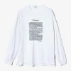 Printed Cross Crew Neck L/S T-Shirt - White Book Print