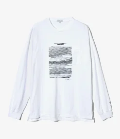 Printed Cross Crew Neck L/S T-Shirt - White Book Print