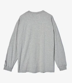 Printed Cross Crew Neck L/S T-Shirt - Grey Free Verse Print
