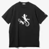 Printed Cross Crew Neck T-Shirt - Black Gecko Print