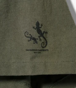 Printed Cross Crew Neck T-Shirt - Olive Gecko Print